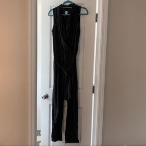 Black wrap front jumpsuit